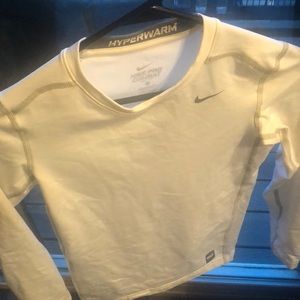 Boys NIKE HYPERWARM White Shirt Long Sleeve L